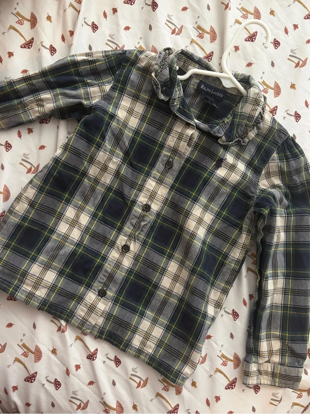 Ralph Lauren Equestrian Tartan  Plaid Navy and Forest Green Long Sleeve